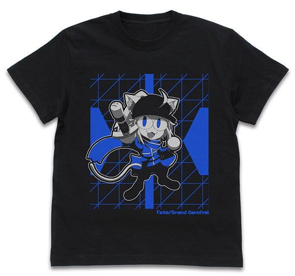 Fate系列 : 日版 (大碼)「謎のネコX」Fate/Grand Carnival 黑色 T-Shirt