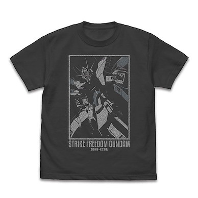 機動戰士高達系列 (細碼)「ZGMF-X20A 突擊自由高達」墨黑色 T-Shirt Strike Freedom Gundam T-Shirt /SUMI-S【Mobile Suit Gundam Series】