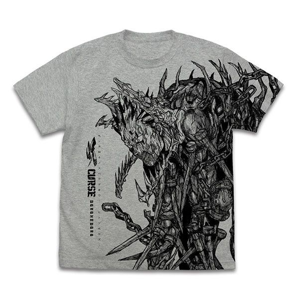異獸魔都 : 日版 (中碼)「呪」混合灰色 T-Shirt