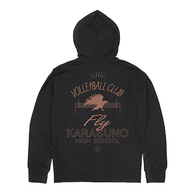 排球少年!! (大碼)「烏野高校排球部」黑色 連帽拉鏈外套 Karasuno High School Volleyball Club Zip Hoodie /BLACK-L【Haikyu!!】