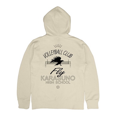 排球少年!! (大碼)「烏野高校排球部」淺米色 連帽拉鏈外套 Karasuno High School Volleyball Club Zip Hoodie /LIGHT BEIGE-L【Haikyu!!】