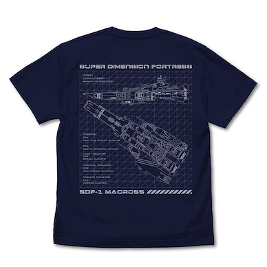 超時空要塞 (中碼) 超時空要塞 可曾記得愛 SDF-1 深藍色 T-Shirt SDF-1 Macross T-Shirt /NAVY-M Macross: Do You Remember Love?【Macross】