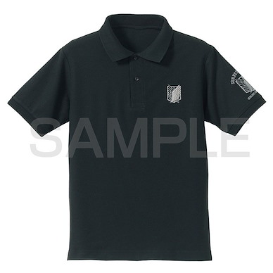 進擊的巨人 (加大) 調查兵團 LOGO 刺繡 黑色 Polo Shirt Survey Corps Embroidery Polo Shirt /BLACK-XL【Attack on Titan】