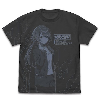 學園偶像大師 (細碼)「月村手毬」墨黑色 T-Shirt Temari Tsukimura All Print T-Shirt /SUMI-S【Gakuen Idolm@ster】