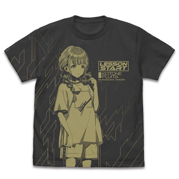 學園偶像大師 : 日版 (加大)「藤田琴音」全印刷 墨黑色 T-Shirt