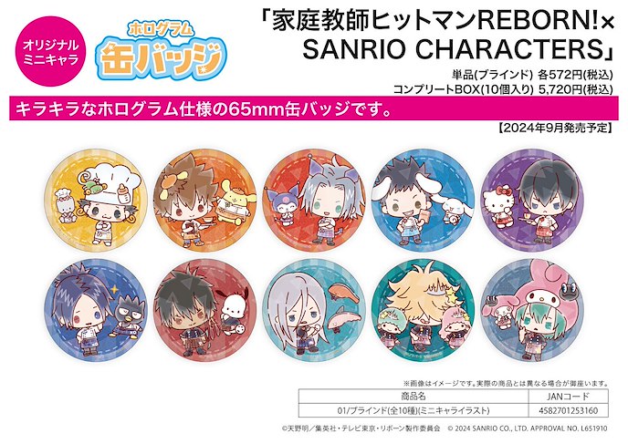 家庭教師HITMAN REBORN! : 日版 65mm 徽章 01 Sanrio (Mini Character) (10 個入)