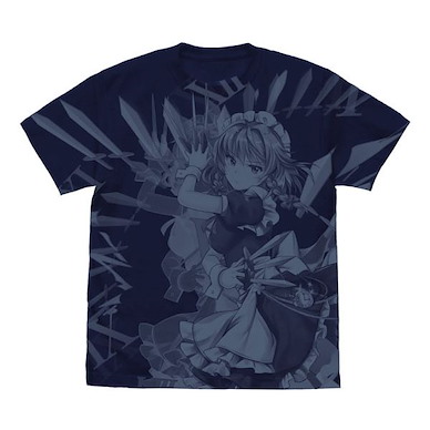 東方Project 系列 (大碼)「十六夜咲夜」全印刷 深藍色 T-Shirt Sakuya Izayoi All Print T-Shirt /NAVY-L【Touhou Project Series】