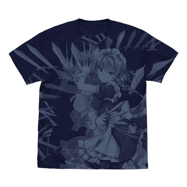 東方Project 系列 : 日版 (加大)「十六夜咲夜」全印刷 深藍色 T-Shirt