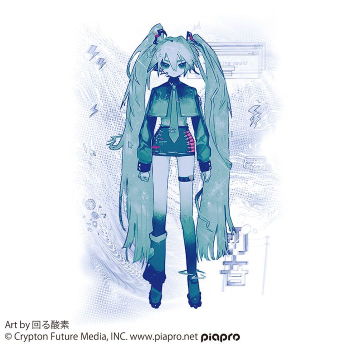 VOCALOID系列 : 日版 (大碼)「初音未來」回る酸素 Ver. 白色 T-Shirt