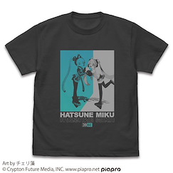 VOCALOID系列 : 日版 (大碼)「初音未來」チェリ藻 Ver. 墨黑色 T-Shirt