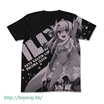 Fate 外傳 魔法少女☆伊莉雅 : 日版 (細碼)「伊莉雅絲菲爾」All Print 黑色 T-Shirt