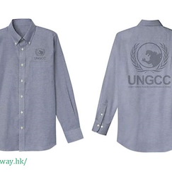 哥斯拉系列 : 日版 (中碼)「聯合國G對策中心」長袖 灰丁寧藍 恤衫