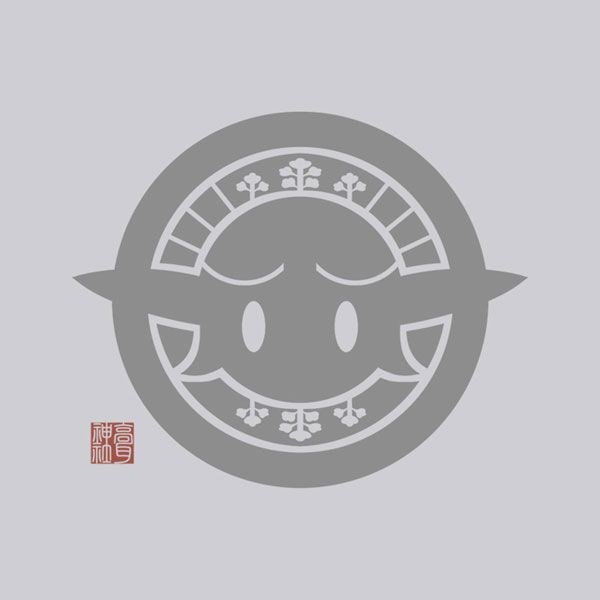 江戶前精靈 : 日版 (大碼) 高耳神社 社紋 霧灰 T-Shirt