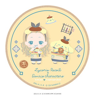 Lycoris Recoil 莉可麗絲 「胡桃」Sanrio 系列 Q版 木杯墊 Sanrio Characters Wood Coaster Mini Chara ver. Kurumi x Pom Pom Purin【Lycoris Recoil】