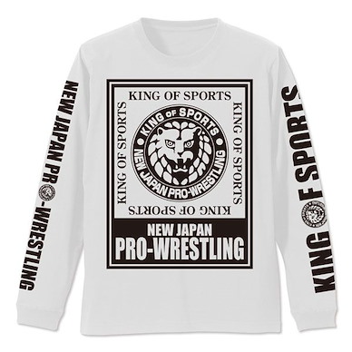 新日本職業摔角 (大碼)「NJPW」獅子標誌 寬鬆 長袖 白色 T-Shirt Lion Mark Big Silhouette Long Sleeve T-Shirt /WHITE-L【New Japan Pro-Wrestling】