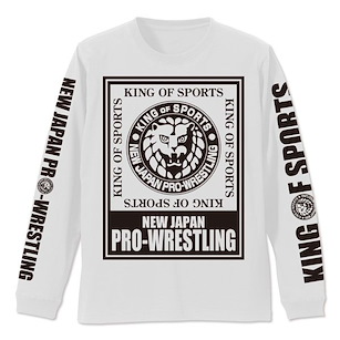 新日本職業摔角 (加大)「NJPW」獅子標誌 寬鬆 長袖 白色 T-Shirt Lion Mark Big Silhouette Long Sleeve T-Shirt /WHITE-XL【New Japan Pro-Wrestling】