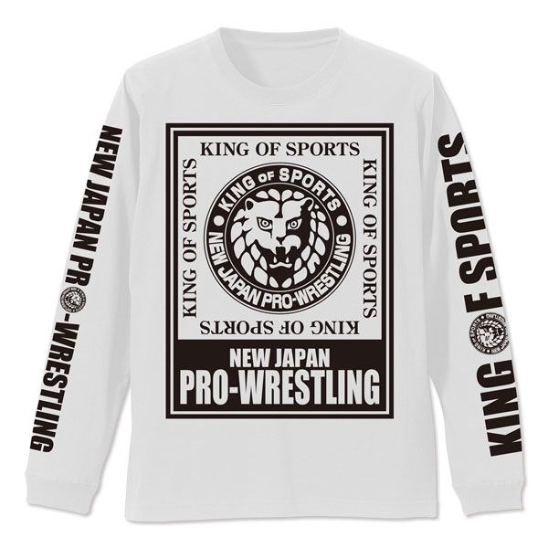 新日本職業摔角 : 日版 (大碼)「NJPW」獅子標誌 寬鬆 長袖 白色 T-Shirt