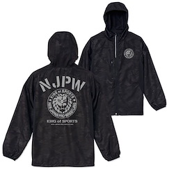 新日本職業摔角 (加大)「NJPW」獅子標誌 木黑 連帽拉鏈外套 Lion Mark Micro Rip-stop Zip Hoodie /WOODLAND BLACK-XL【New Japan Pro-Wrestling】