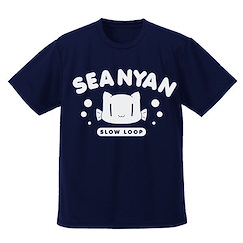 SLOW LOOP-女孩的釣魚慢活- (大碼)「SEA NYAN」深藍色 T-Shirt Sea Nyan Dry T-Shirt /NAVY-L【SLOW LOOP】