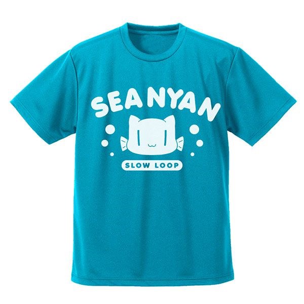 SLOW LOOP-女孩的釣魚慢活- : 日版 (大碼)「SEA NYAN」綠松色 T-Shirt