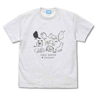 鍵等 (大碼) 匙扣插圖 白色 T-Shirt Mascot T-Shirt /WHITE-L【Kaginado】